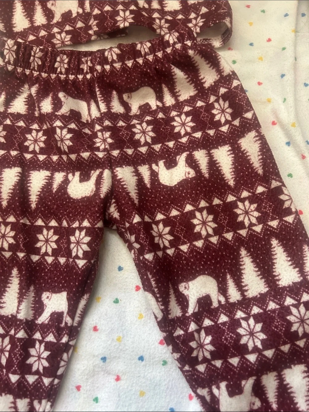 infant Burgundy Polar Bear Holiday Pajama Set